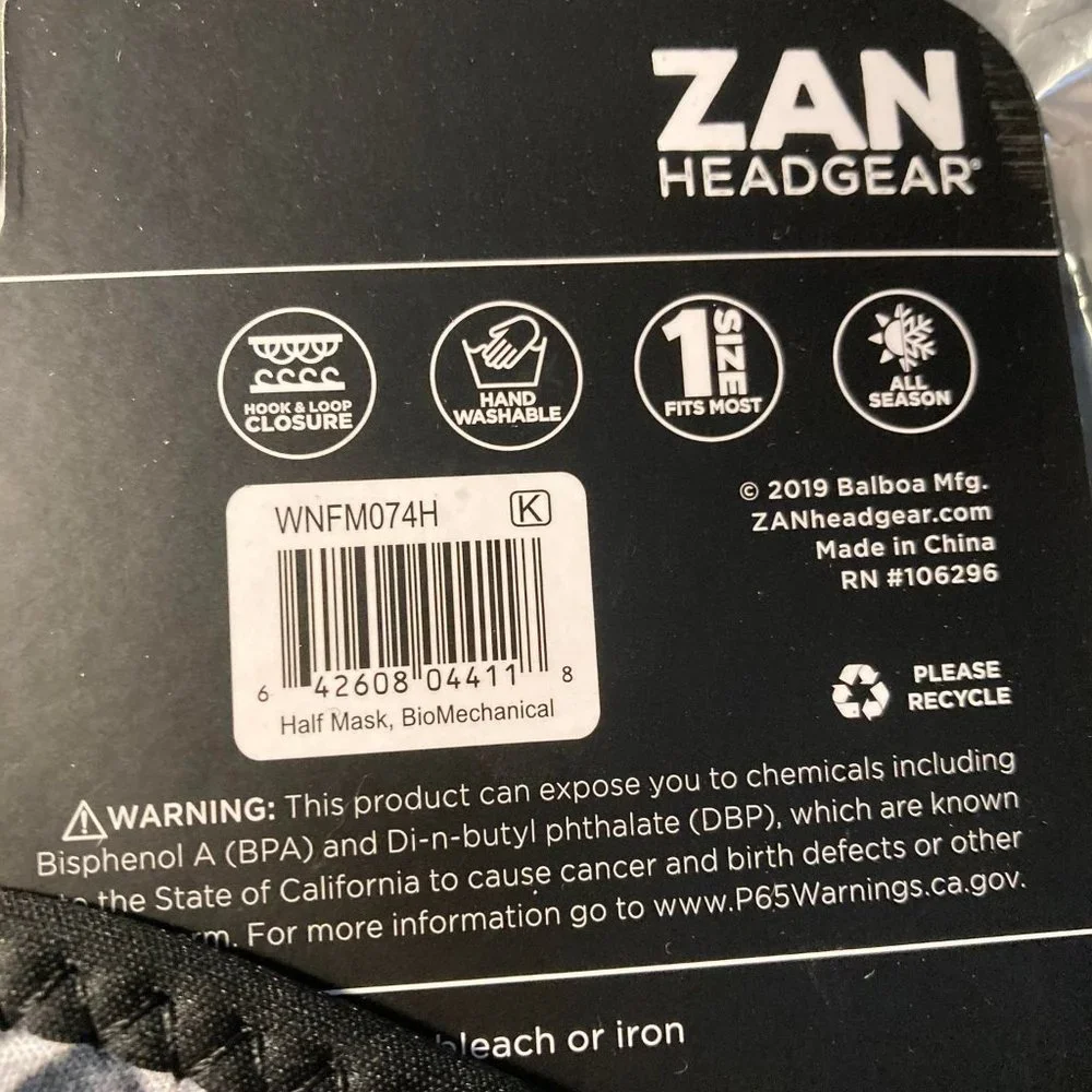 Zan bio mechanical the terminator neoprene half mask WNFM074H snow cold weather